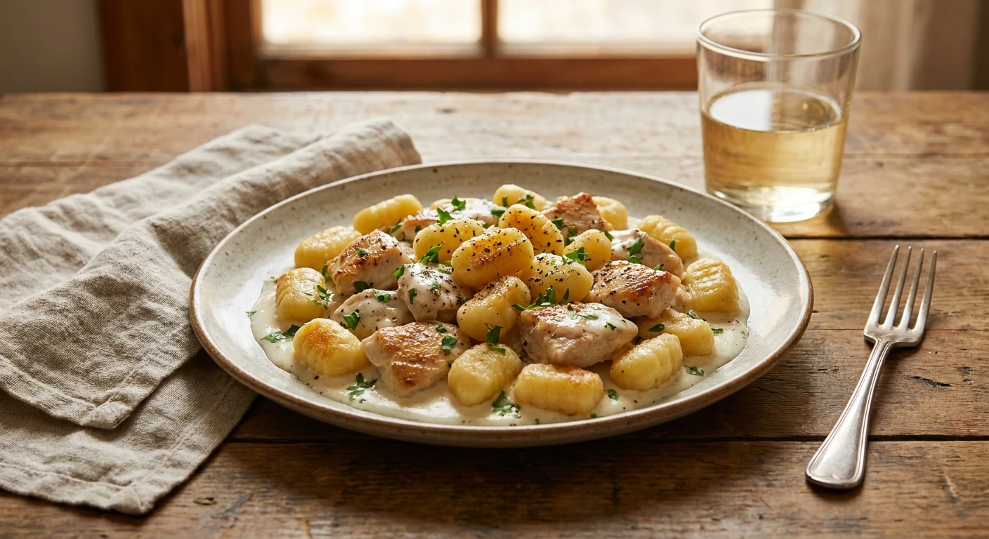 Przepis na gnocchi z kurczakiem w sosie śmietanowym