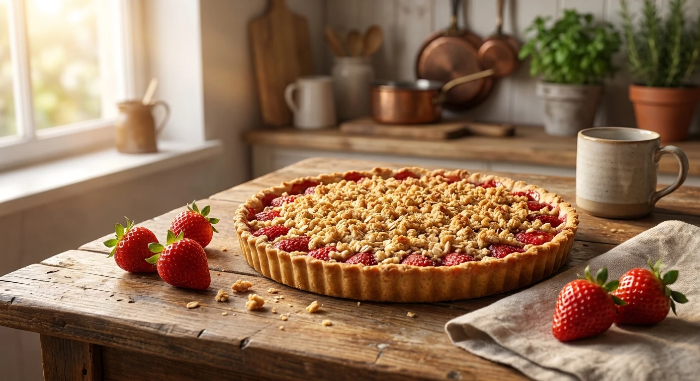 tarta z truskawkami i kruszonką